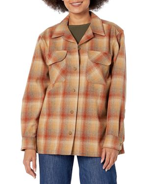 Pendleton Long Sleeve Boyfriend Fit Wool Board Shirt - Brown