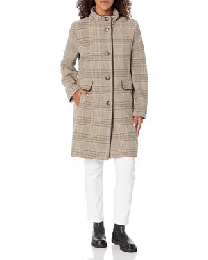 DKNY Stand Collar Wool Coat - Natural