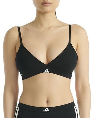 adidas 3 Stripes Active Essentials Cotton Triangle Wrap Bralette Bra - Black