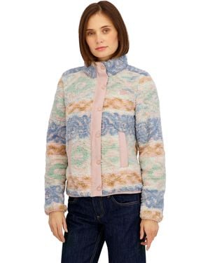 Billabong Ladies Full Zip Sherpa Aztec Print Jacket - Gray