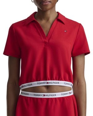 Tommy Hilfiger Cropped Short-sleeve Polo Shirt - Red