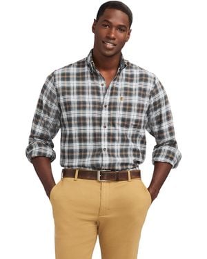 Izod Stratton Flannel Long Sleeve Button Down Shirt - Gray