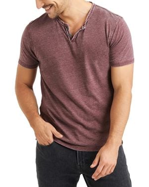 Lucky Brand Venice Burnout Notch Neck Tee Shirt - Purple