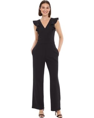 Donna Morgan Sleek Style Jumpsuit Office Workwear Event Guest Of - Blue