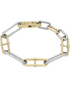 Fossil Heritage D-link Two-tone Stainless Steel Chain Bracelet - Metallic