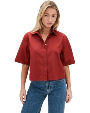 Vince Short Sleeve Cropped Shirt - Red