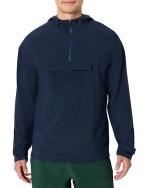 Amazon Essentials Athletic Lightweight Stretch Woven Colorblock Anorak Hiking Running Jacket - Blue