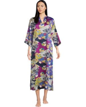 Natori Deco-satin Caftan - Blue