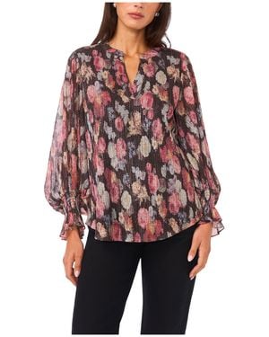 Vince Camuto , S, V-neck Balloon Sleeve Blouse, Rich Black, X-large - Red