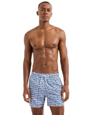 Emporio Armani Standard Printed Pattern 4" Swim Trunk - Blue
