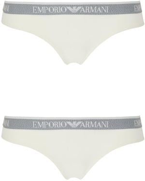 Emporio Armani Iconic Logo Band 2 Pack Brief - White