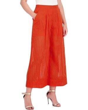 BCBGMAXAZRIA Stripe Sheer Wide Leg Pants - Red