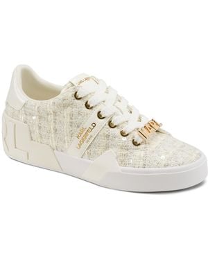 Karl Lagerfeld Paris Mablyn Lace Up Sneaker With Logo Embellishments - White