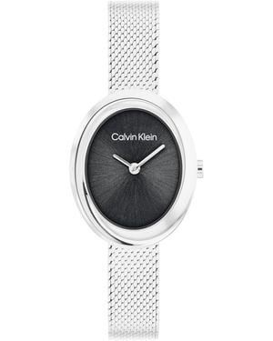Calvin Klein 's Twisted Bezel Stainless Steel Watch – 24 Mm Oval - Black