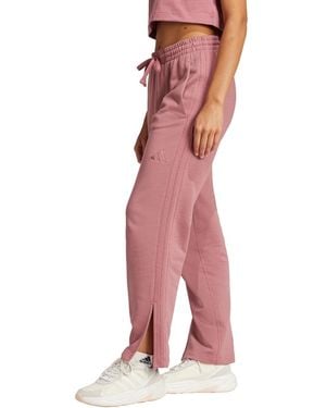 adidas All Szn French Terry 3 stripes Straight Leg Pants in Natural Lyst
