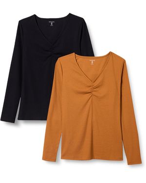 Amazon Essentials Cinched V-neck Long-sleeved - Multicolor