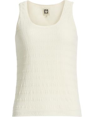 Anne Klein Sleeveless Wave Knit Double-v Tank Top - White