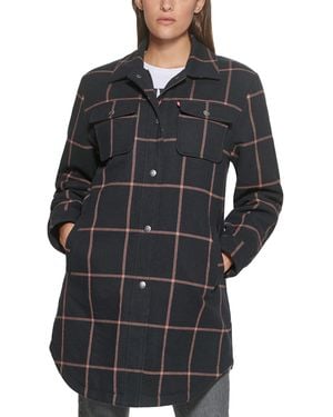 Levi's Plus Size Wool Blend Sherpa Lined Long Shacket - Gray