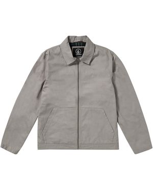 Volcom Oak Drive Modern Fit Flannel Lined Zip Garage Jacket - Gray