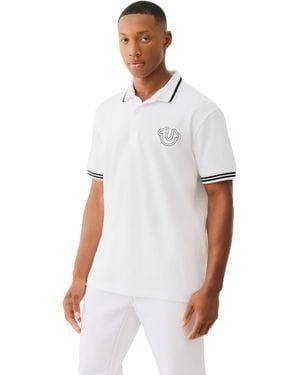 True Religion SS Buddha Patch Polo | Kurzarm Poloshirt mit Buddha Logo - Weiß