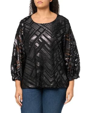 Calvin Klein Sportswear Top,blk/sil Multi,2x - Black