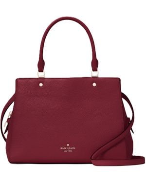Kate Spade Leila Pebbled Leather Medium Triple Compartment Satchel - Purple