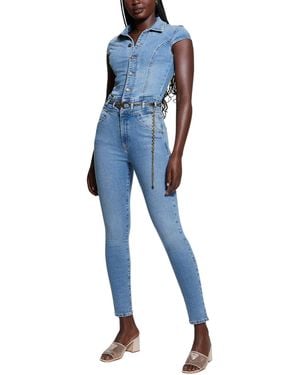Guess S Eco Short Sleeve Nova Denim Jumpsuit - Blue