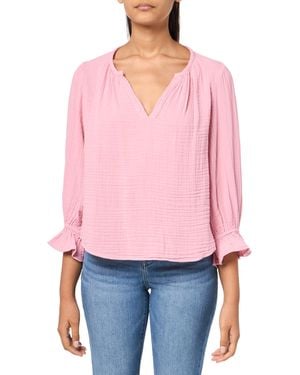 Velvet By Graham & Spencer Milly Cotton Gauze Blouse - Red