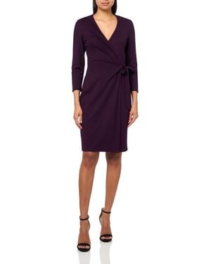 Anne Klein 3/4 Sleeve Jersey Wrap Dress Eggplant - Purple