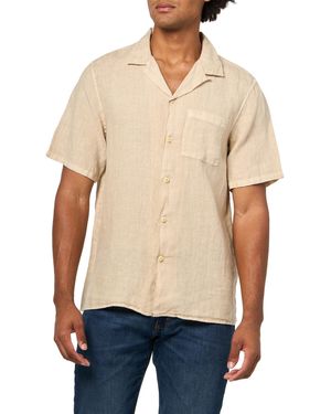 Lucky Brand Short Sleeve Linen Camp Collar Shirt - Blue