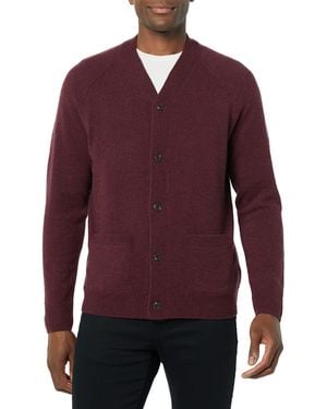 Amazon Essentials Strickjacke Aus Lammwolle Mit V-Ausschnitt Und Taschen - Lila