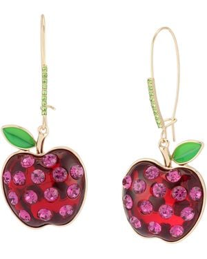 Betsey Johnson Straight A's Apple Dangle Earrings - Pink