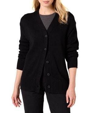 Amazon Essentials Maglione Cardigan Comodo dal Peso Medio con Scollo a V Donna - Nero