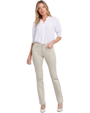 NYDJ Womens Petite Size Marilyn Straight Leg Jeans - Natural