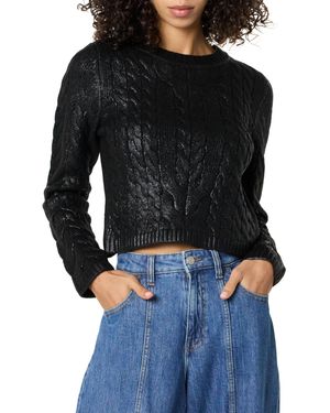 The Drop Sofia Metallic Cable Sweater Pullover - Schwarz