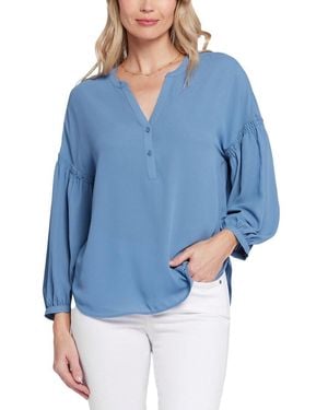 NYDJ Petite Paulina Peasant Blouse - Blue