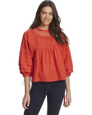 Ella Moss Lyra Pintucked Woven Top - Red