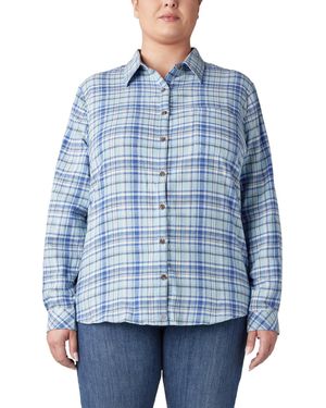 Dickies Size Plus Long Sleeve Flannel Shirt - Blue
