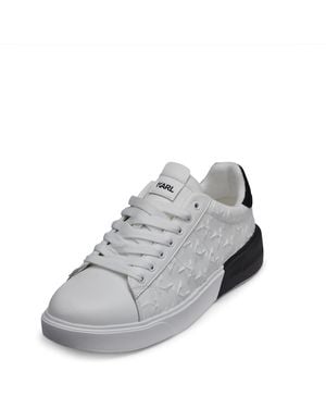 Karl Lagerfeld Paris Leather Lightweight Sneaker With Embossed Logo - Gray