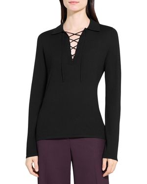 Theory Drawstring Pull Over - Black