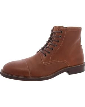 Steve Madden Hodge Leather Toe Cap Combat & Lace-Up Boots - Brown