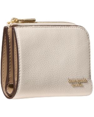 Kate Spade Halo Fine Grain Leather Medium Zip Around Wallet - Natural