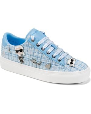 Karl Lagerfeld Cate Pins Tweed Lace Up Sneaker - Blue