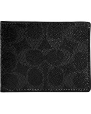 COACH Slim Billfold Wallet In Signature Canvas - Black