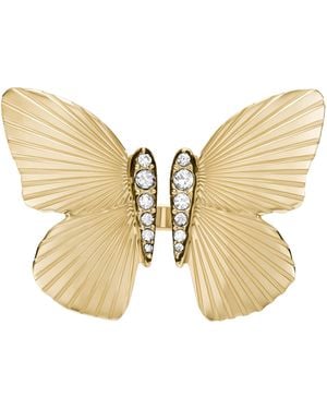 Fossil Butterfly Collection Gold-tone Stainless Steel Center Focal Ring - Natural