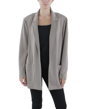 Anne Klein S Knit Chevron Notch Collar W/patch Pocket Sport - Gray