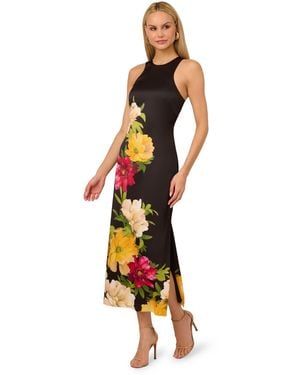 Adrianna Papell Printed Satin Midi Dress - Multicolor