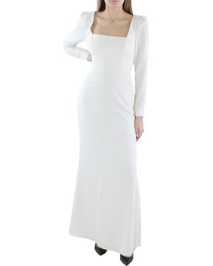 BCBGMAXAZRIA Long Sleeve Square Neck Evening Gown With Open Back Keyhole - White