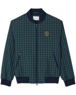 Lacoste Plaid Bomber Jacket W/croc Badge - Green