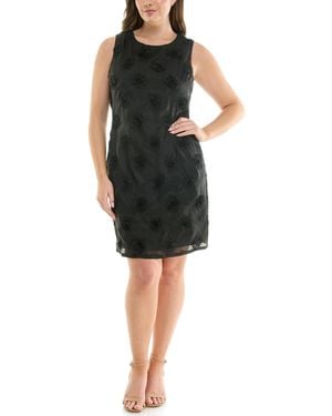 Nicole Miller Sleevess Roundneck 3d Floral Tank Dress - Black
